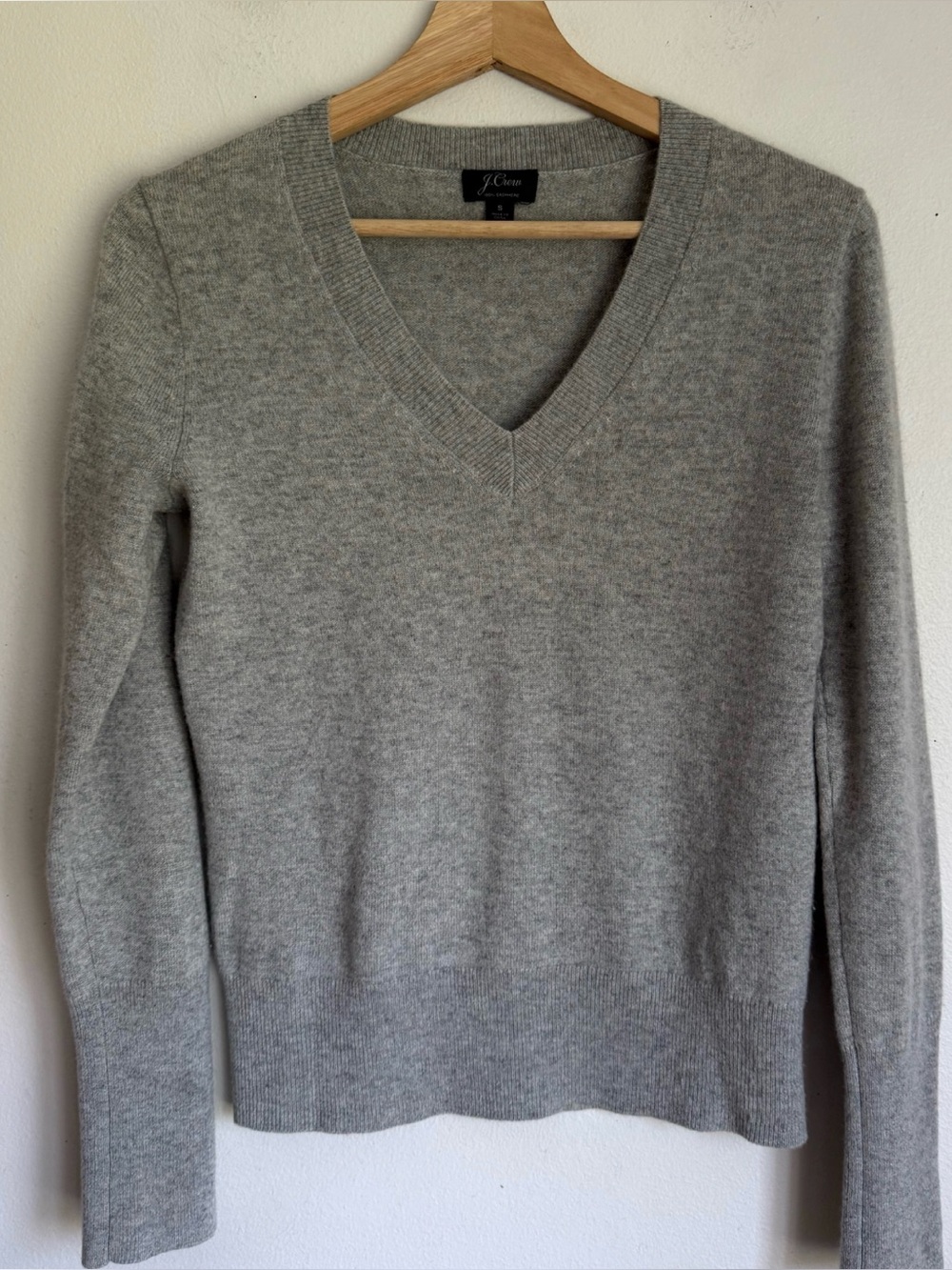 J. Crew Cashmere V Neck Sweater in Grey